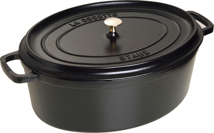 Кастрюля Staub La Cocotte, 12 л, 41 см, чугун, антипригарное покрытие, чёрная