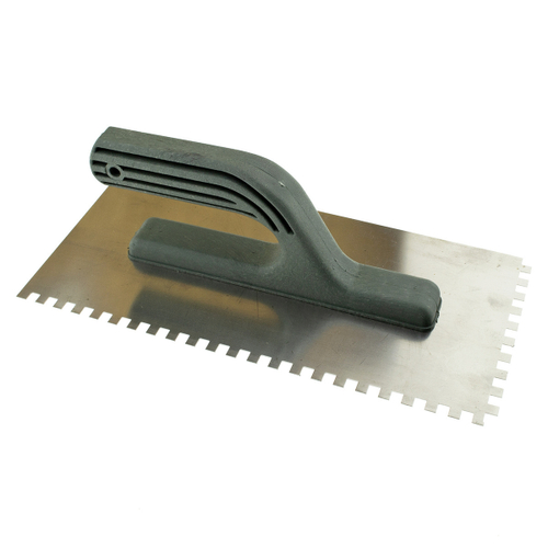 Гладилка 130*280мм, зубчатая нержавеющая, зуб 6*6мм, пласт.ручка, Чеглок (30)