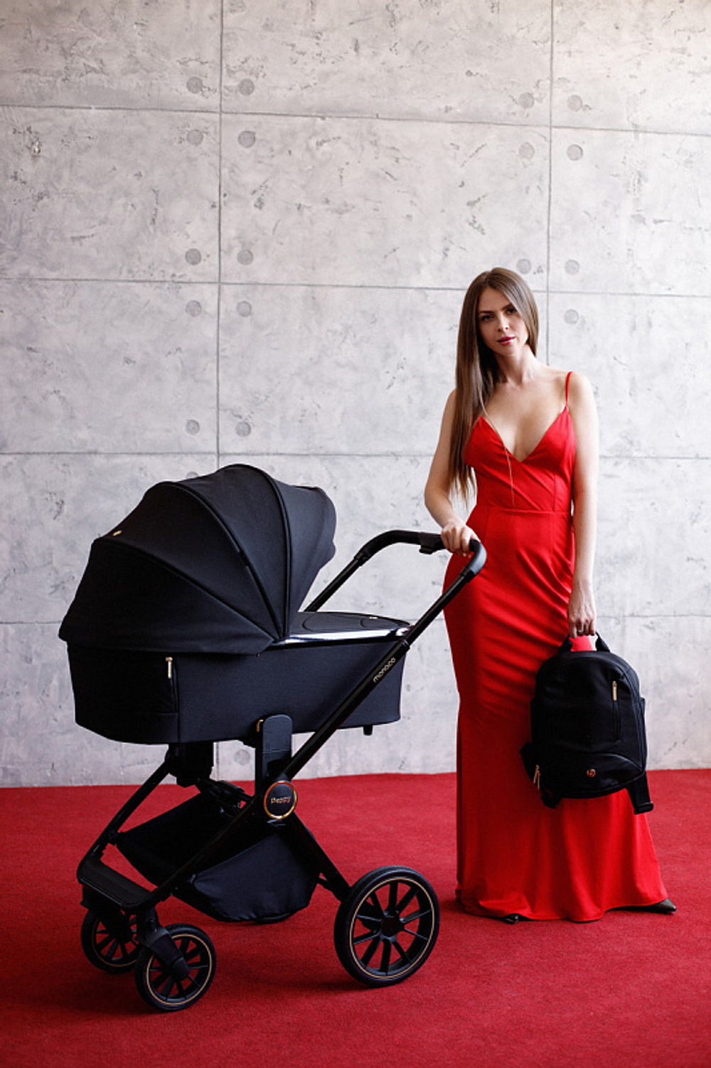 Детская коляска Peppy Monaco 2 в 1 Black (черный), рама черная матовая