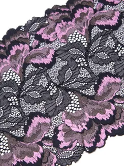03-272 Кружево эластичное 22 см, черный/розовый