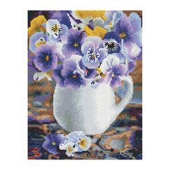 Almaz qaşlarla mozaika \ Алмазная мозаика \ Diamond painting  ТРИ СОВЫ "Анютины глазки", 30*40 см