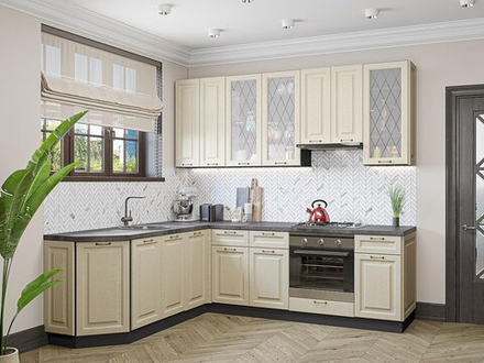 Угловая модульная кухня Ницца-03 Дуб крем - Graphite 2340*1890/2400*600