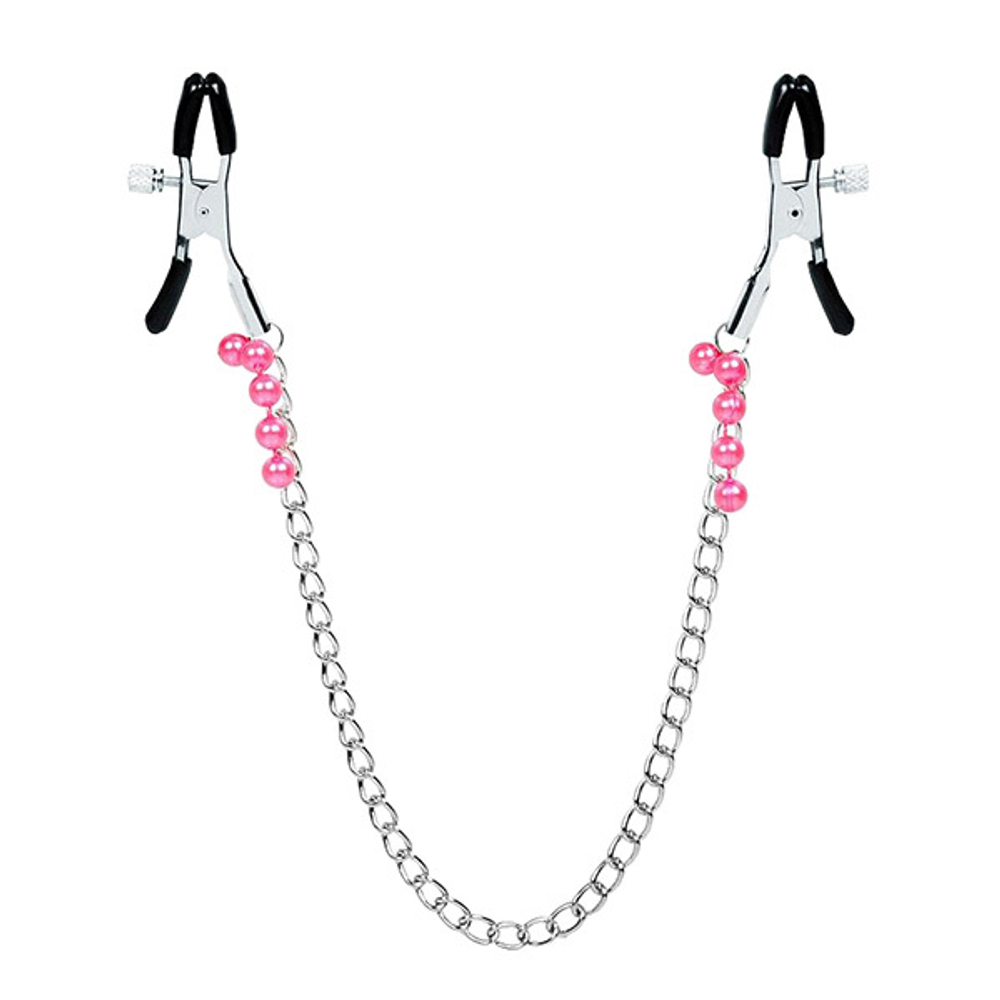 Зажимы на соски с розовыми бусинками и цепочкой Bior Toys Notabu NTB-80690
