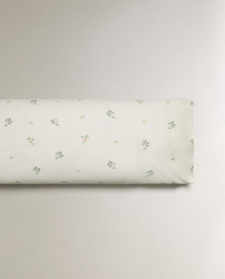 ZARA HOME НАВОЛОЧКА С ПРИНТОМ «ЛИСТЬЯ», ЗЕЛЕНЫЙ