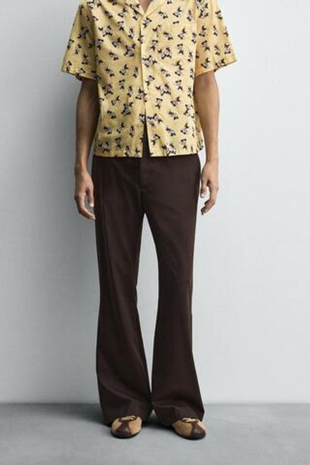ZARA HARRY LAMBERT X DISNEY БРЮКИ КЛЕШ, КОРИЧНЕВЫЙ