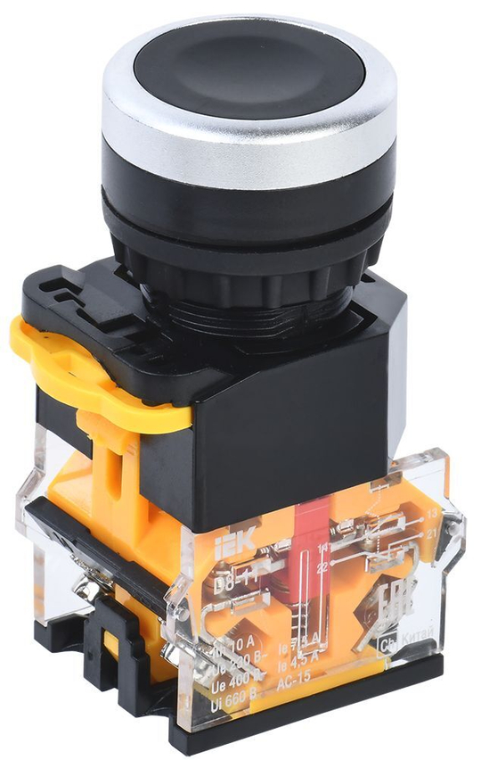 Кнопка управления D8-11 d=22мм 1з+1р черная IEK