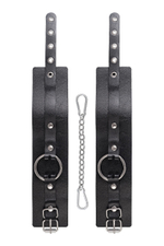 Черные оковы из толстой кожи с люверсами