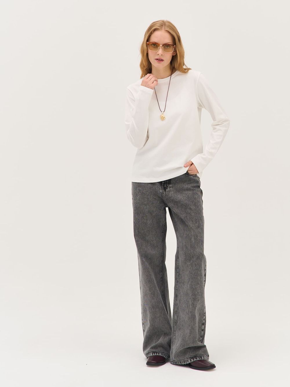 Лонгслив из 100% хлопка "Молоко" женский