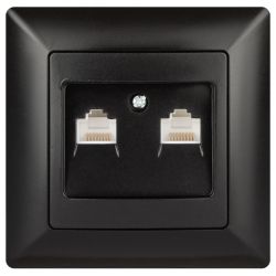 Розетка Intro Solo 4-304-05 информационная 2хRJ45 СУ антрацит