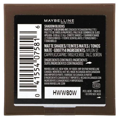 Maybelline, Shadow Blocks, 30 North 3rd & Bedford Ave, 2,4 г (0,08 унции)