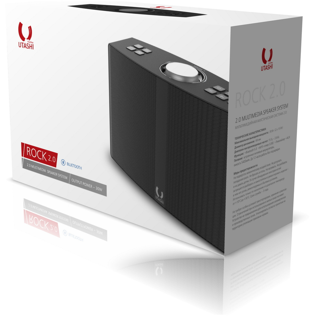 Колонка 2.0 SmartBuy UTASHI ROCK 2.0, 30Вт, Bluetooth, MP3, черн