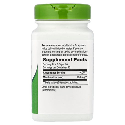 Nature's Way, корень алтея, 100 веганских капсул (480 мг в 1 капсуле)