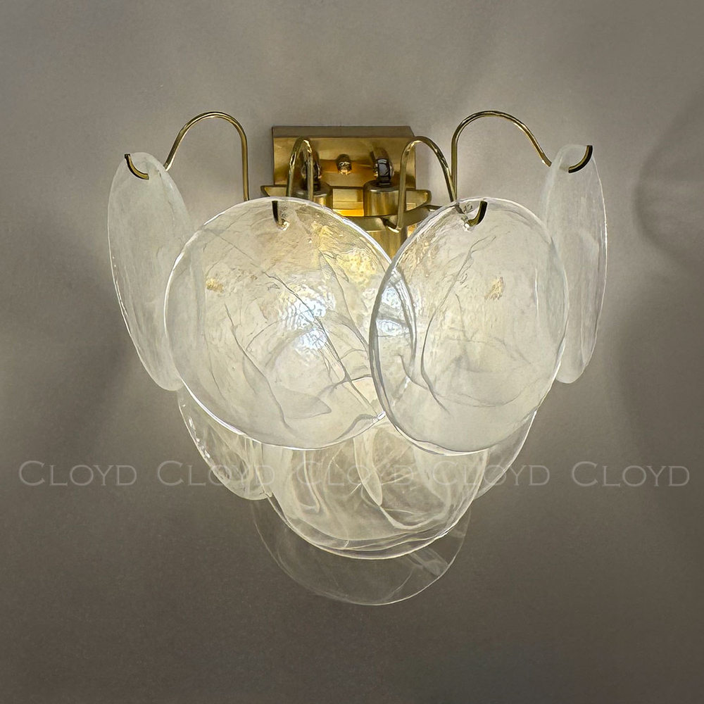 Бра Cloyd LINZE-B W2 / выс. 32 см - латунь - белое стекло (арт.20482)