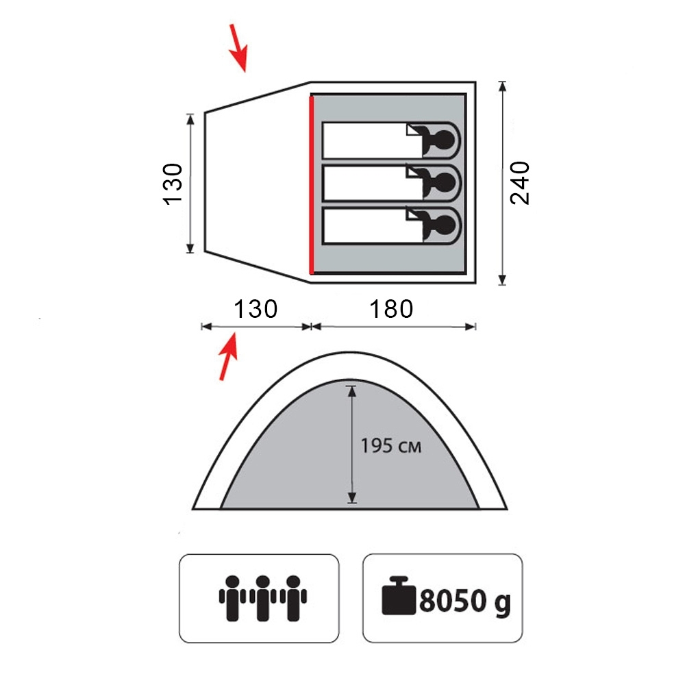 Tramp кемпинговая палатка Bell 3 V2, зеленый