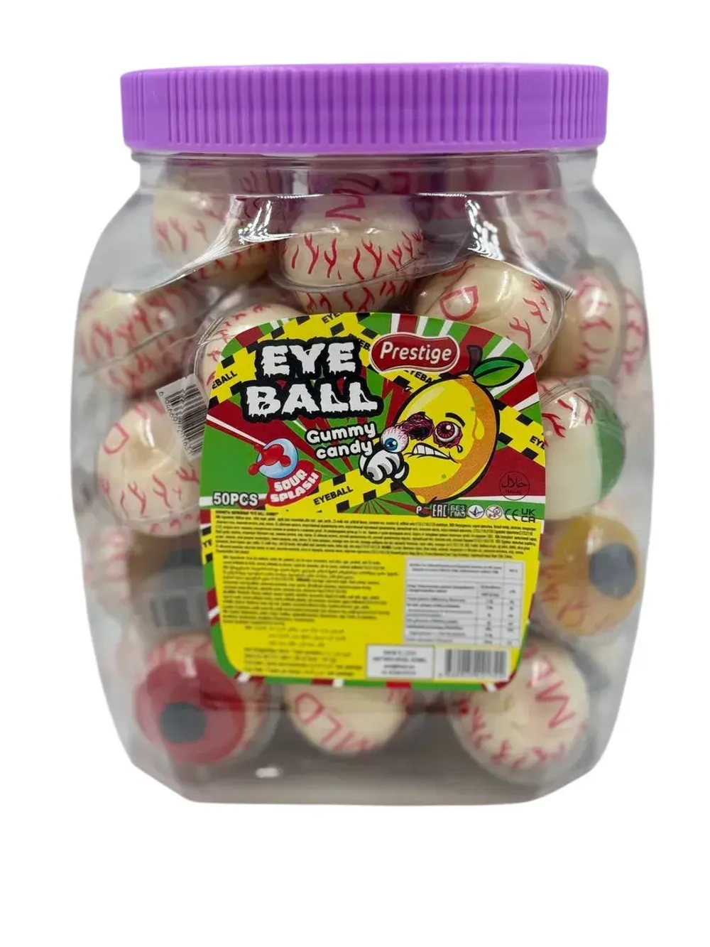 Жевательный мармелад глаз с кислой начинкой 50шт
