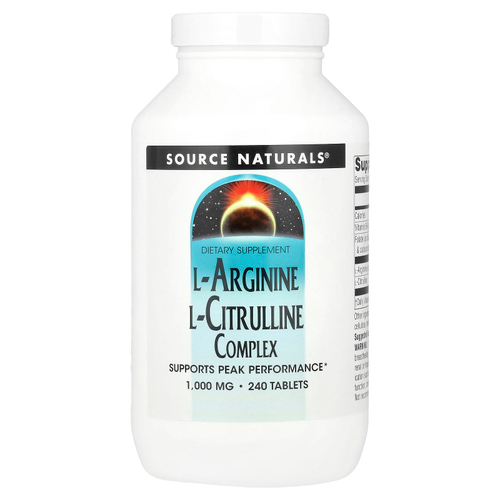 Source Naturals, Комплекс L-аргинина и L-цитруллина, 1000 мг, 240 таблеток