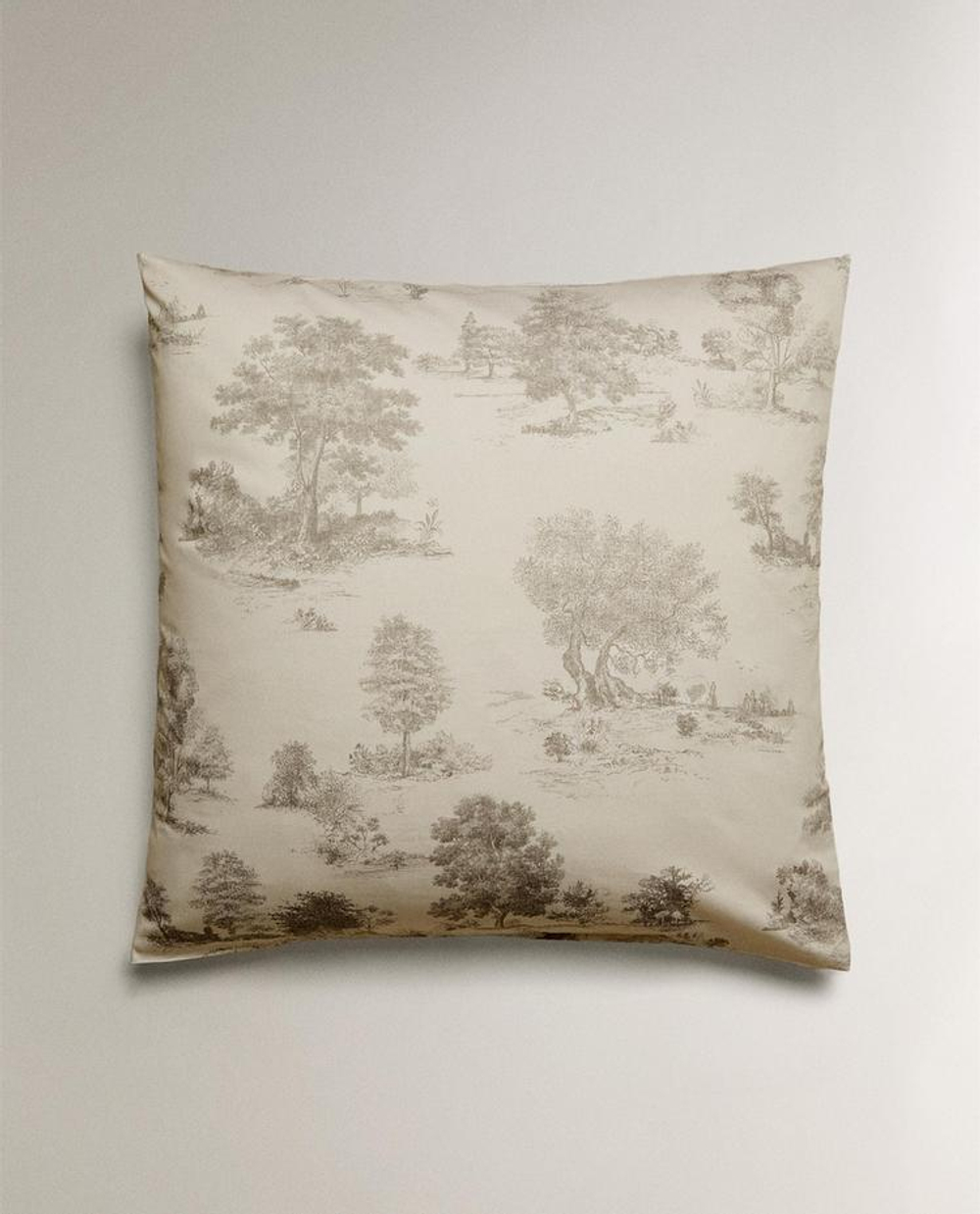 ZARA HOME НАВОЛОЧКА ИЗ САТИНА С УЗОРОМ ТУАЛЬ-ДЕ-ЖУИ, СЕРЫЙ