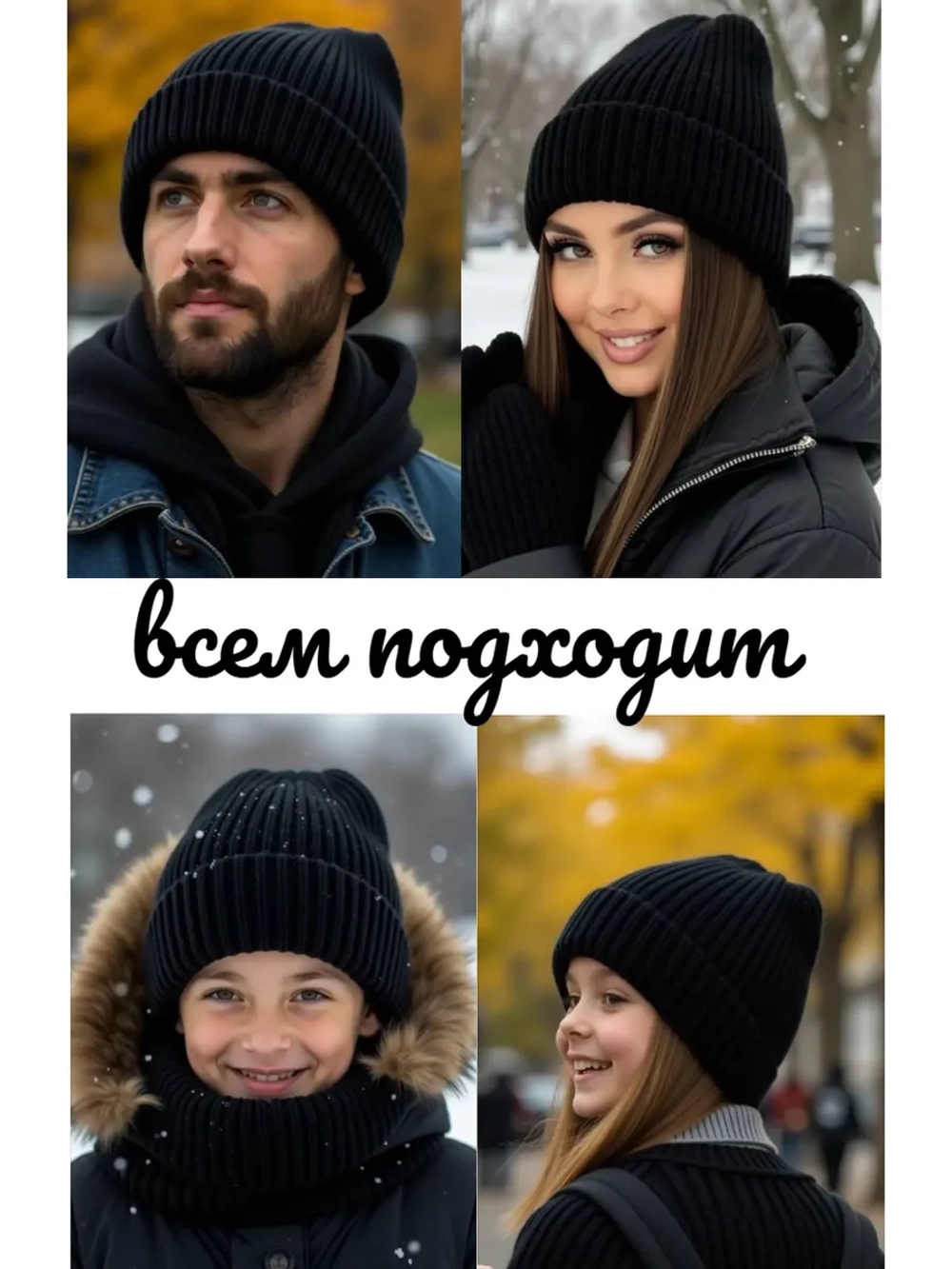 шапка вязаная с отворотом зимняя теплая