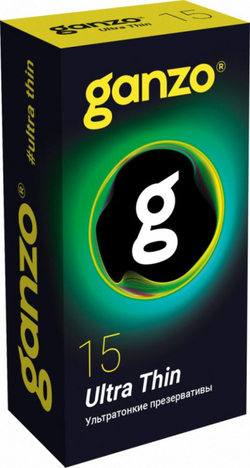 Презервативы Ganzo Ultra thin, ультратонкие, латекс, 18 см, 12 шт + 3 шт