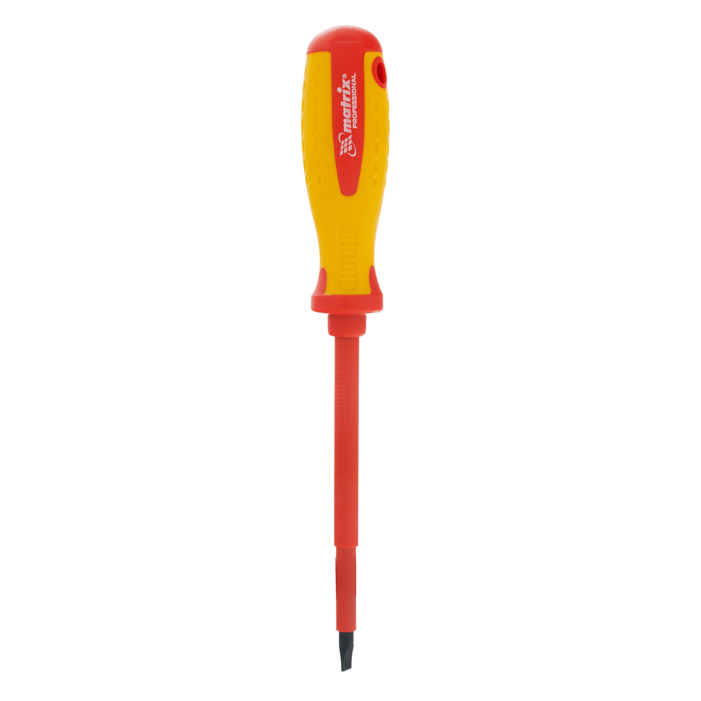 Отвертка Insulated, SL5.5 x 125 мм, CrMo, до 1000 В, двухкомпонентная рукоятка Matrix Professional