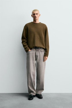 ZARA ДЖИНСЫ BAGGY FIT, СЕРЫЙ