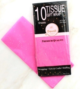 Бумага тишью ярко-розовая с блестками 50х66 см (10 листов)