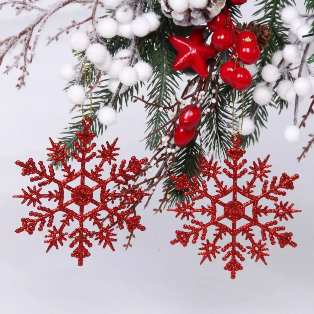 Подвески в блестках «Зимние снежинки» 9,5 см (набор 2шт), красный