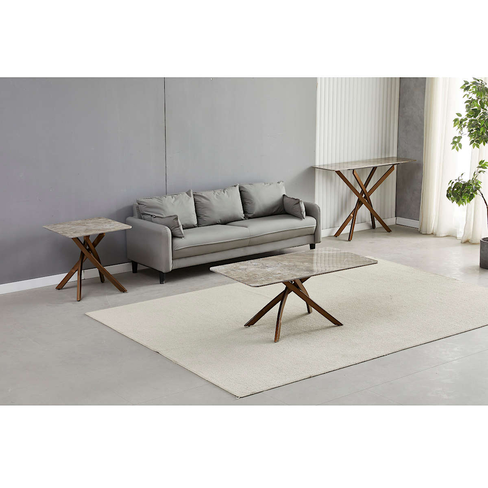 Журнальный столик LA ALTA SENAFE керамика 110*55*45, каркас бронза