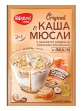 Каша+мюсли 5 злаков со сливками, орехами и карамелью 40г. Bistro Gurmina