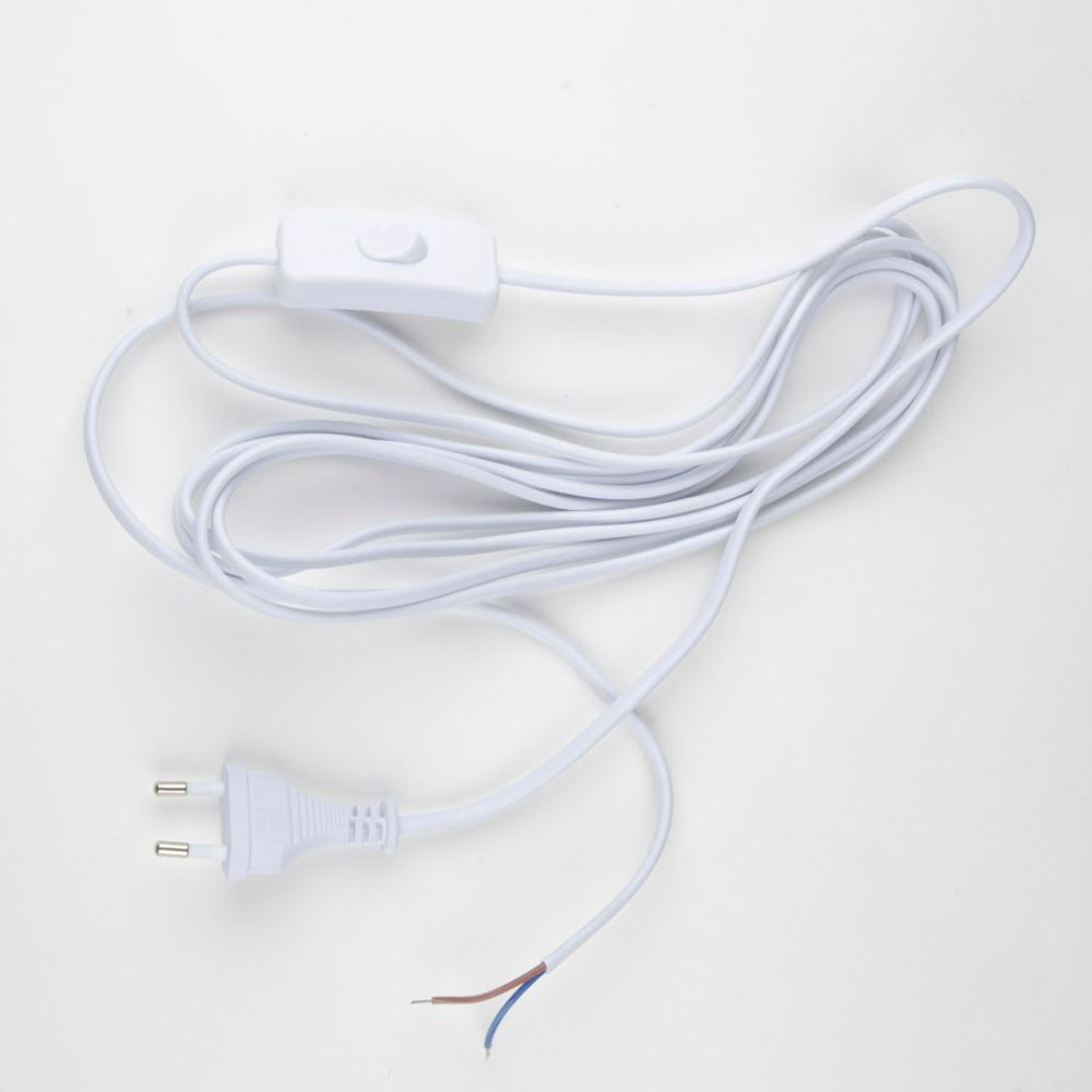 UCX-C12/01A-450 WHITE Сетевой шнур с вилкой и выключателем. 1А, 250Вт, 4,5м. Белый. ТМ Uniel