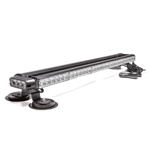 Маяк-стробоскоп 12/24 В, 66 Вт, желтый, 4-стор. (5+5+2 блока Epistar), 28 реж., крепление на магните, прикуриватель (провод 3м), 730*120*78 мм