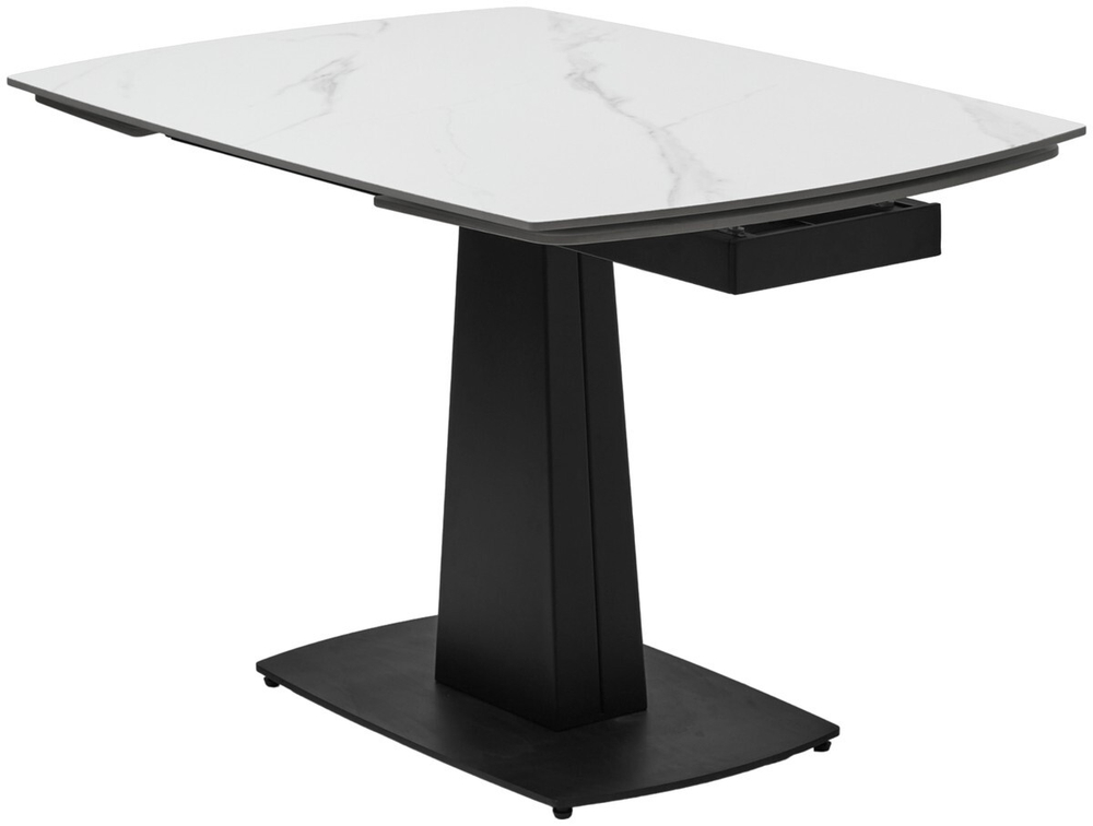 Стол BALDE 120 MATT WHITE MARBLE SOLID CERAMIC / BLACK, ®DISAUR