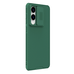 Чехол зеленого цвета (Dark Green) с защитной шторкой для камеры от Nillkin на Samsung Galaxy S25 Edge, серия CamShield Pro Case