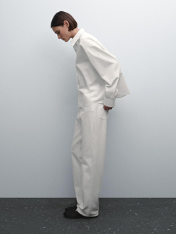 Massimo Dutti Рубашка с вышитой планкой, белый