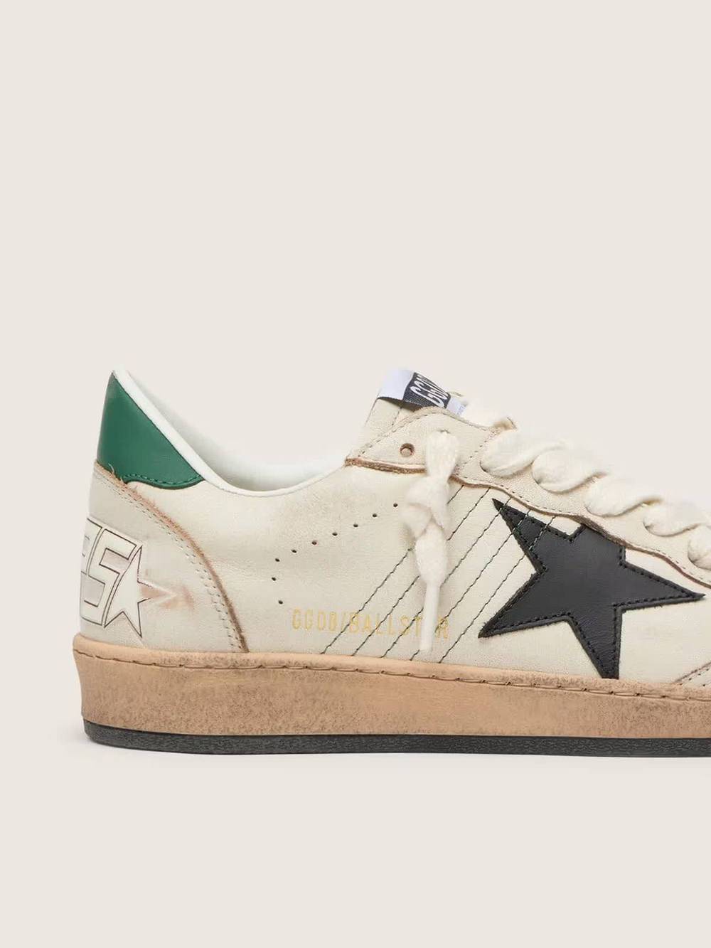 Men's Ball Star with black leather star and green leather heel