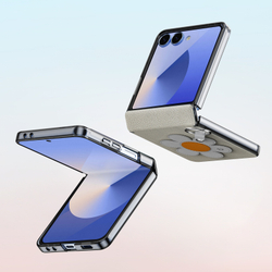 Чехол серого цвета (Daisy Edition) из искусственной кожи от Dux Ducis для Samsung Galaxy Z Flip 7, серия Luvy Series Case