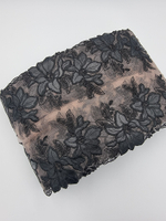 Вышивка на сетке телесный/черная кожа К772