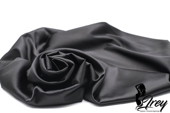 Атлас-стрейч бельевой, Италия, черный 170