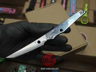 Нож Spyderco COBOL Titanium огненный - рукоять кастом титан, клинок сатин