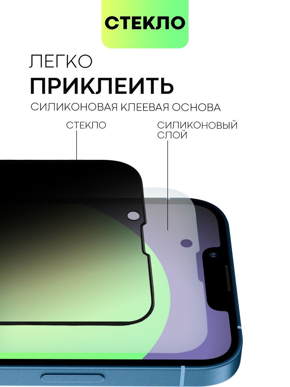 Набор стекол антишпион BROSCORP для Apple iPhone 13;Apple iPhone 13 Pro оптом (арт. IP13(13PRO)-FSP-GLASS-SPY-SET2)