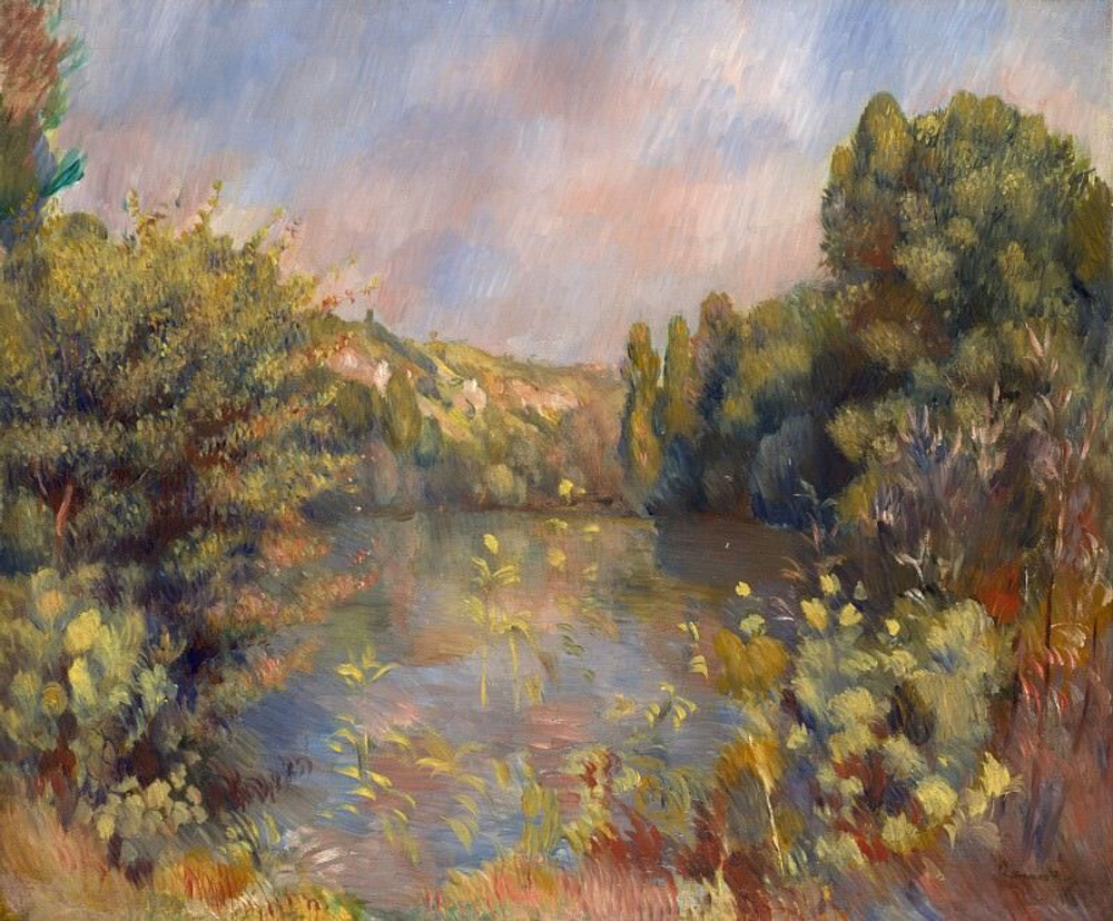 Пейзаж с озером, Ренуар П., картина для интерьера (репродукция) Настене.рф