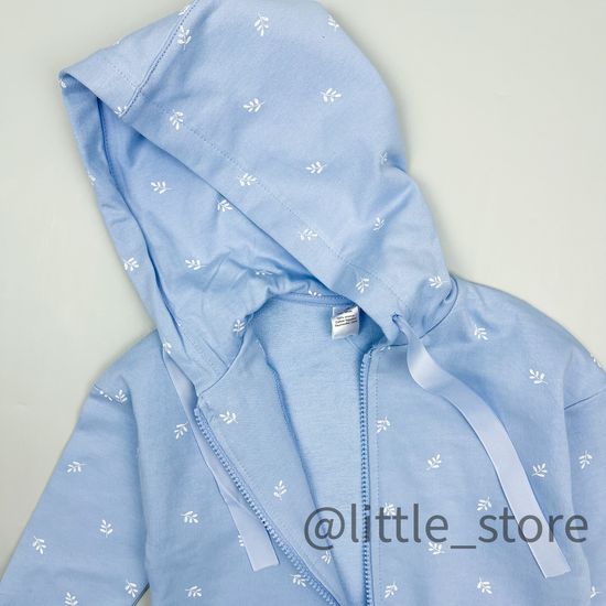 Толстовка на молнии "Грушевый сад" из футера, небесно-голубой