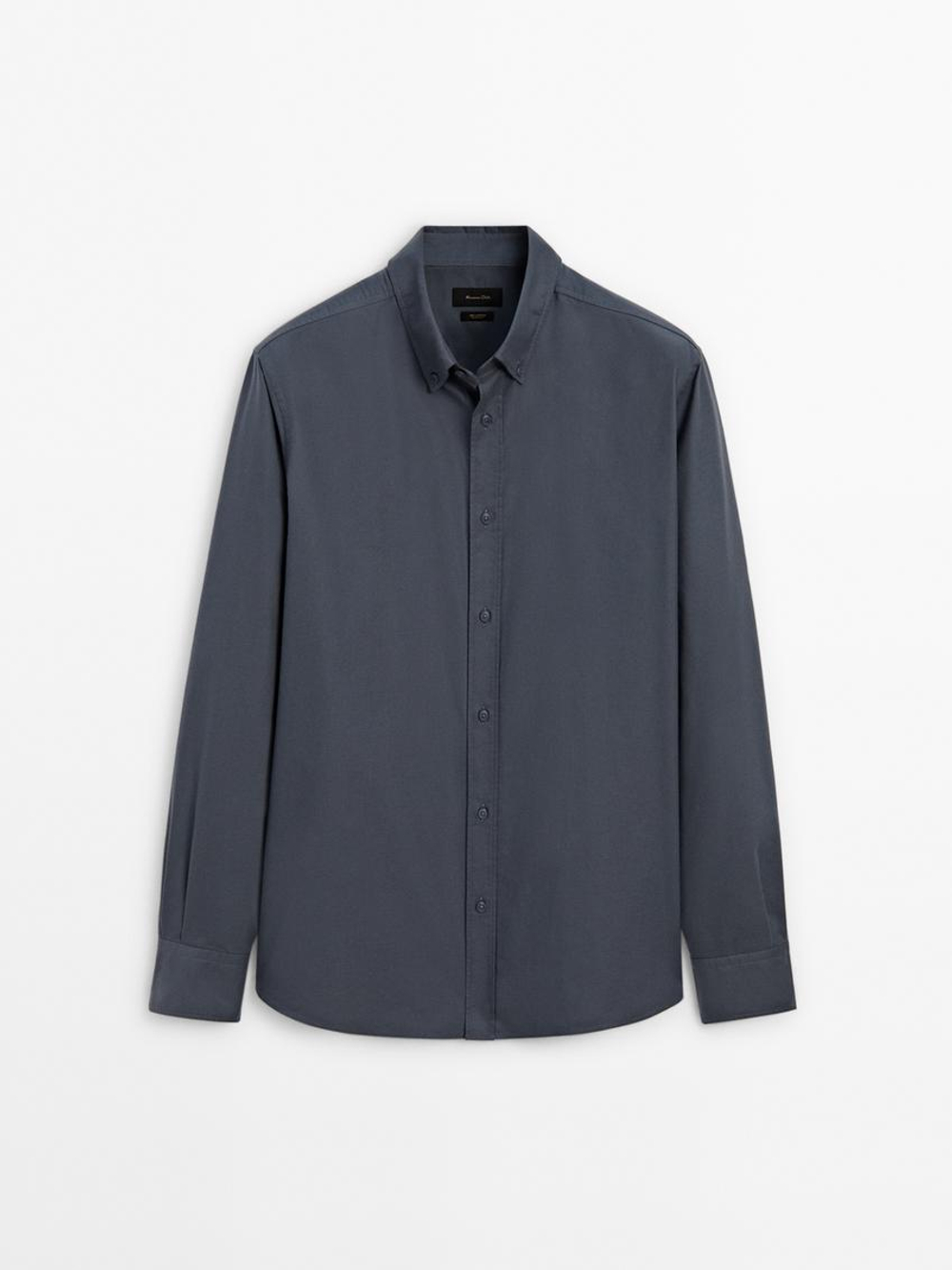 Massimo Dutti Рубашка из 100% хлопка, антрацитово-серый