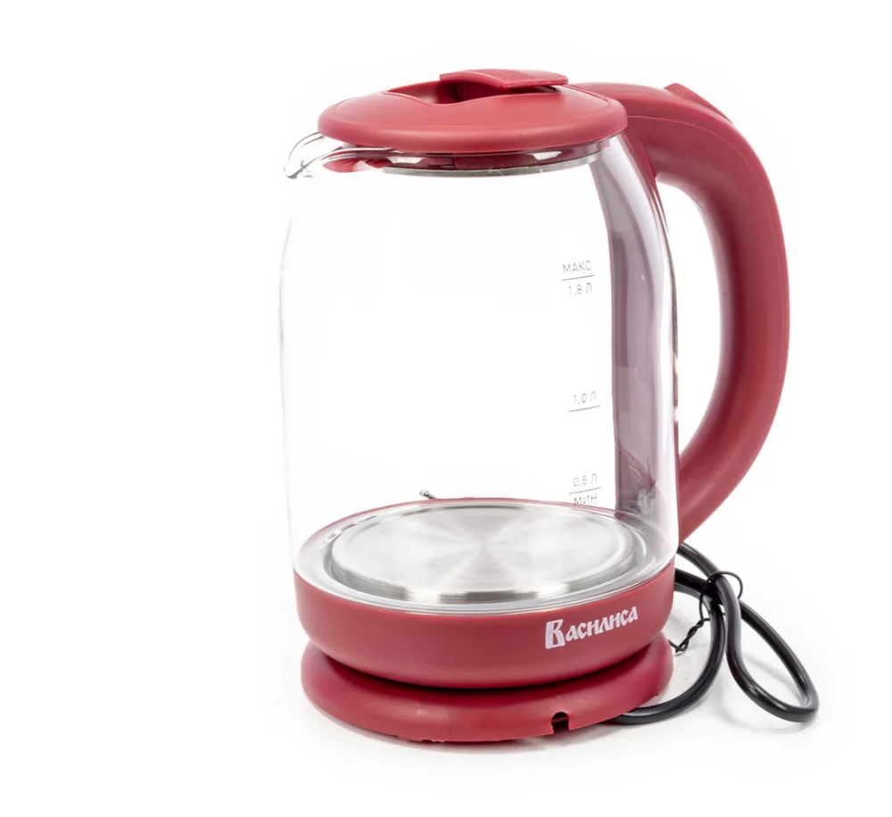 Чайник Василиса BA-1035 стекло (бордовый)