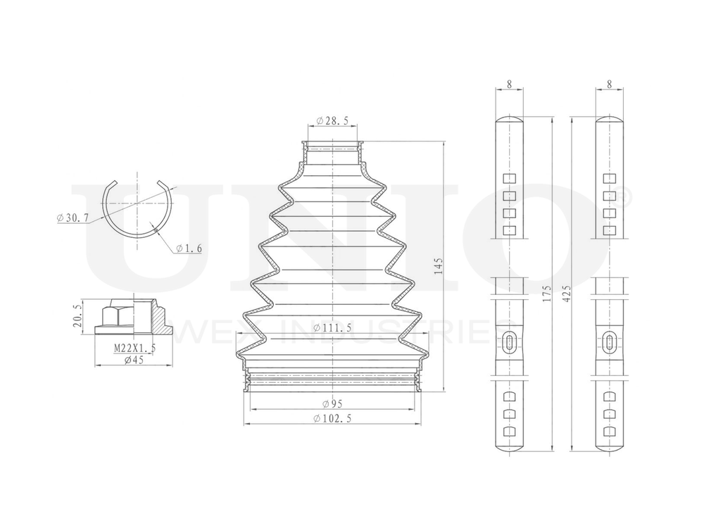 Пыльник ШРУСа (к-т) UNIO DUC-30046K