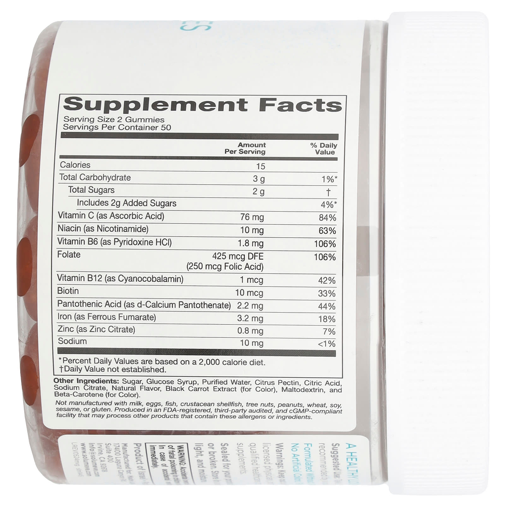 Solumeve, мультивитаминная жевательная добавка с железом, без желатина, с виноградным вкусом, 100 вегетарианских жевательных таблеток