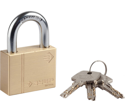ЗУБР 50 мм, латунный корпус, навесной замок (37299-50)