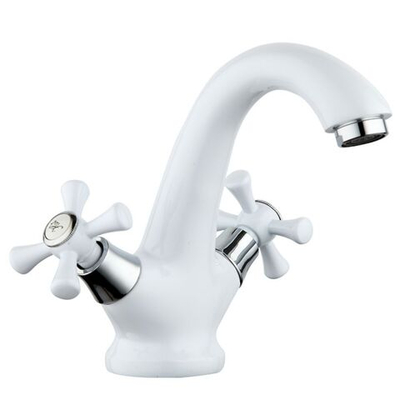 Смеситель для раковины, Frud, корот изл, с кран-буксой, бел, R10332