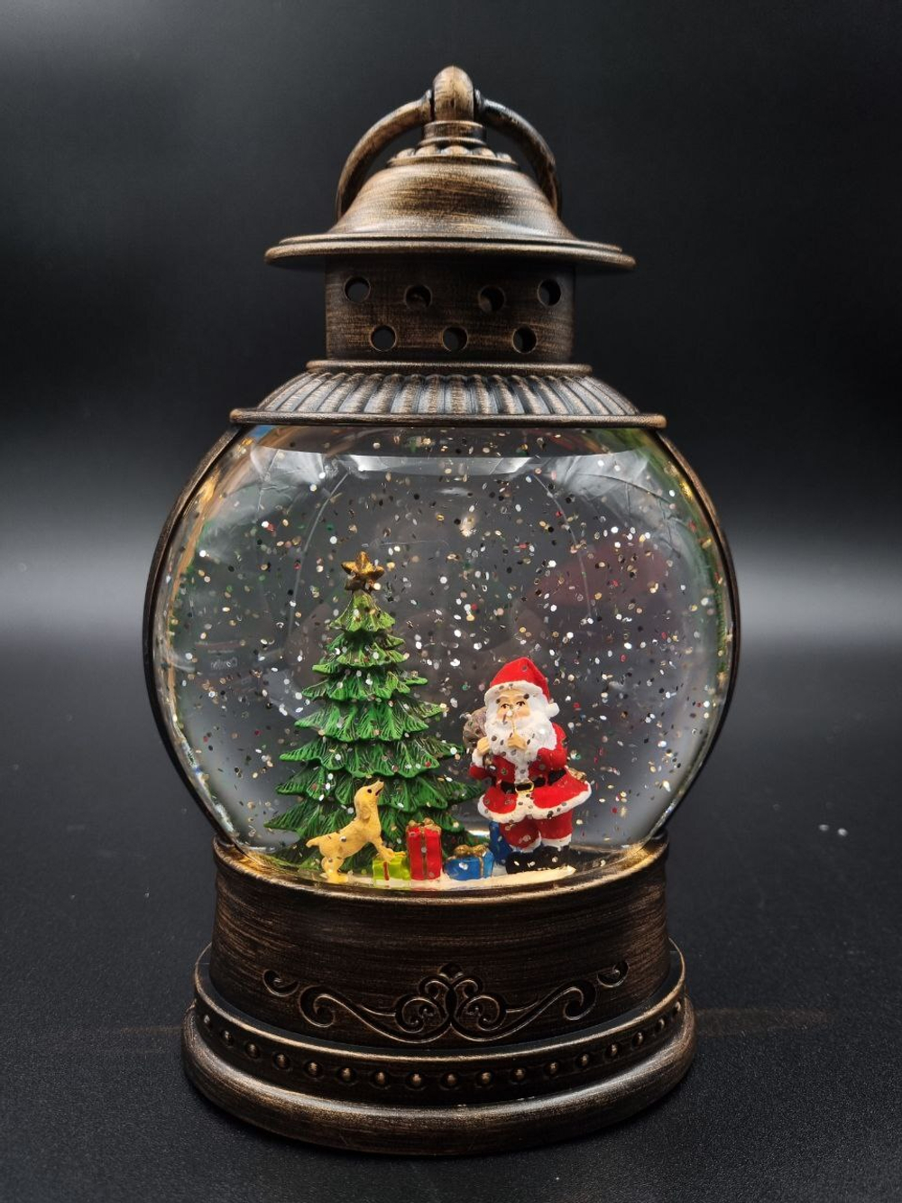 Фонарь новогодний светящийся музыкальный сеть/батарейки 7,5*12,5*20,5см QW55