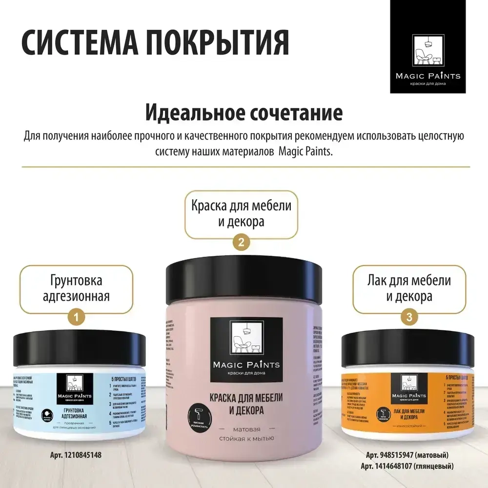 Magic Paints Краска Быстросохнущая, Гладкая, до 90°, Акриловая, Водная, Матовое покрытие, 0.5 л, 0.7 кг, светло-розовый, розовый